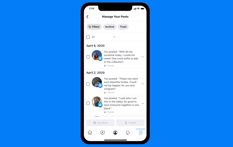 Facebook a primit opțiune pentru ștergerea la grămadă a postărilor vechi