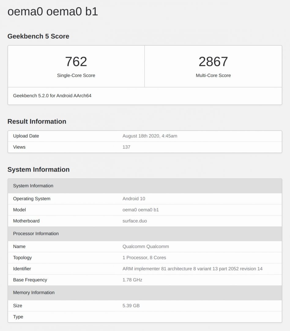 benchmark surface duo