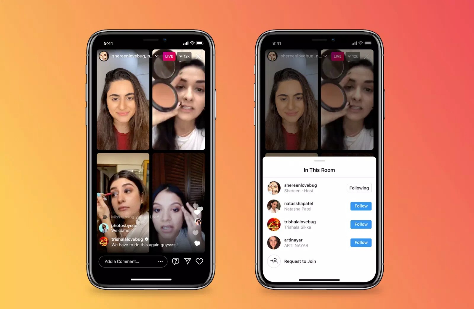 Instagram permite acum live-uri cu până la patru utilizatori simultan