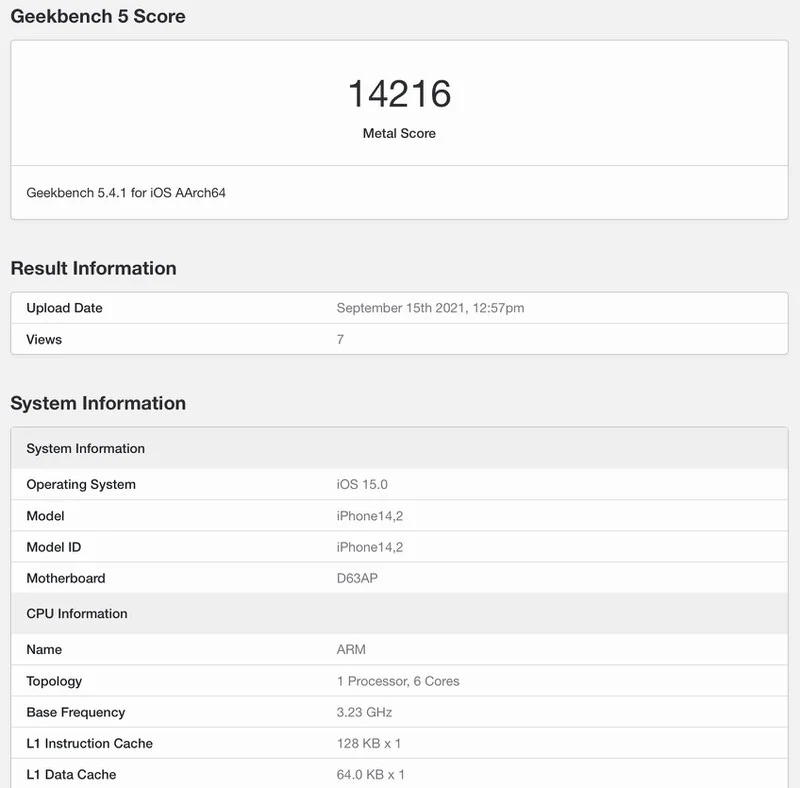 iphone 13 apple a15 geekbench