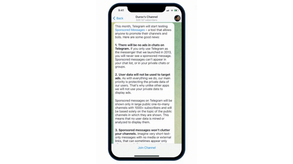 Telegram ads