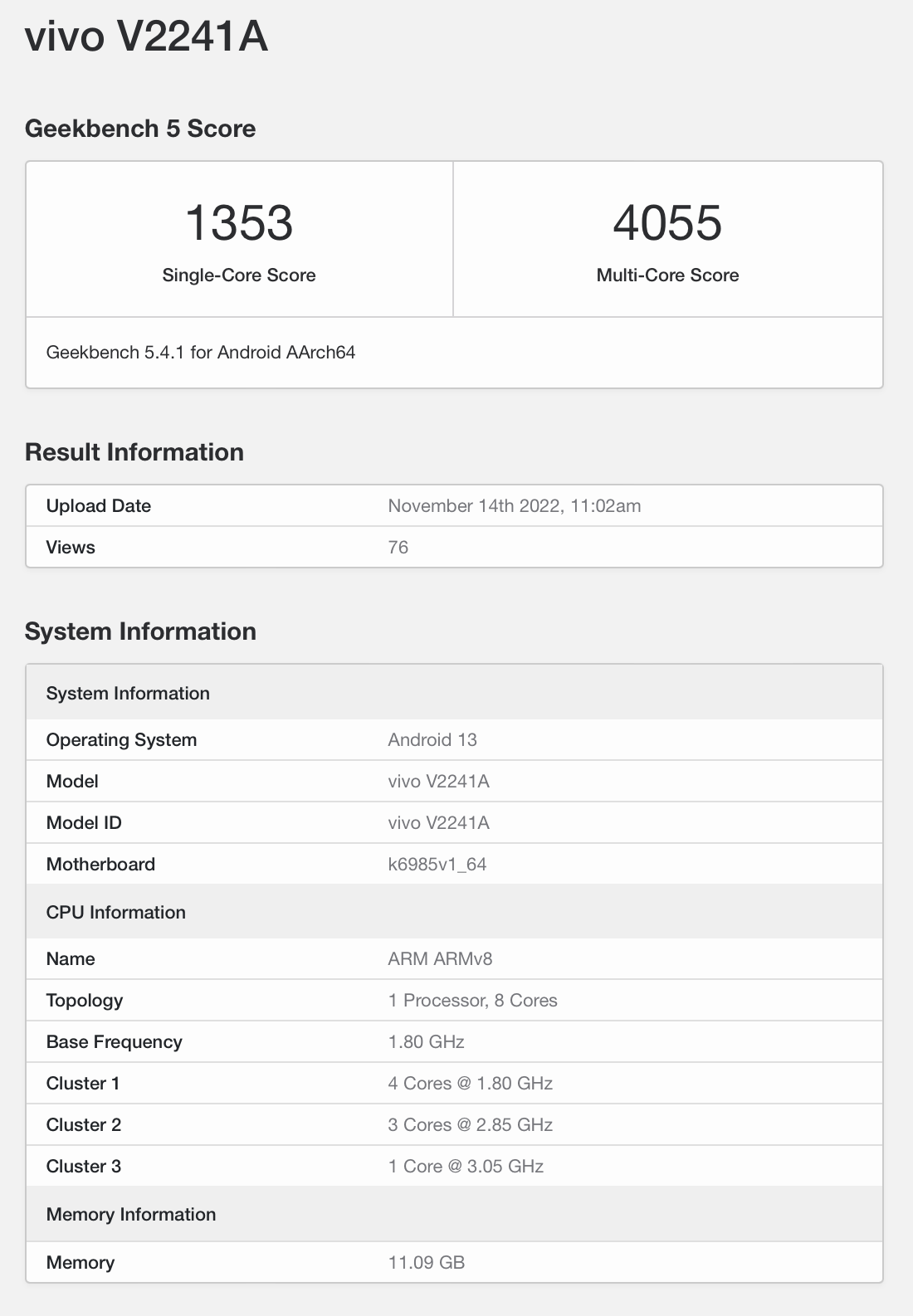 vivo geekbench