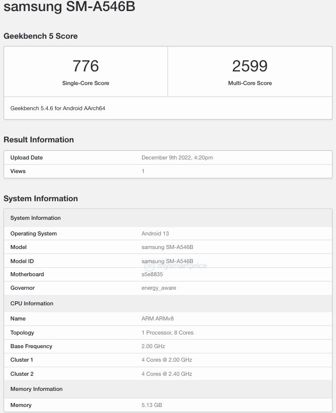 galaxy a54 geekbench