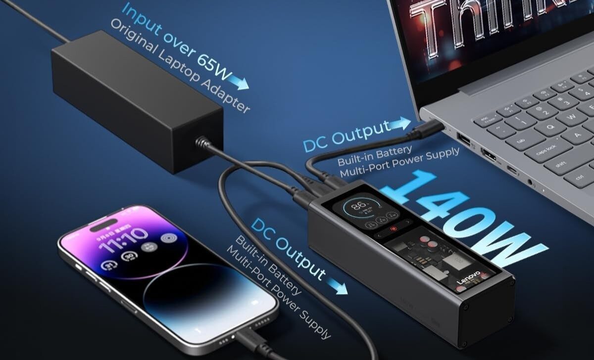 Lenovo prezintă o baterie externă inovatoare pentru laptopuri.