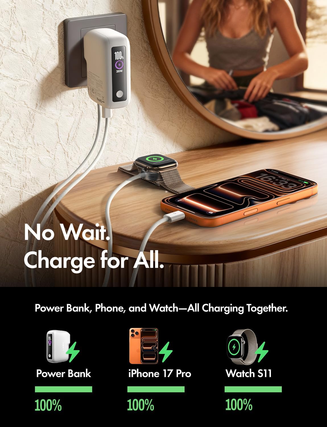 LISEN 3-in-1 Fast Travel Charger 