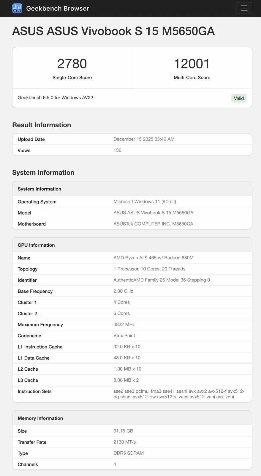 Asus Vivobook S15
