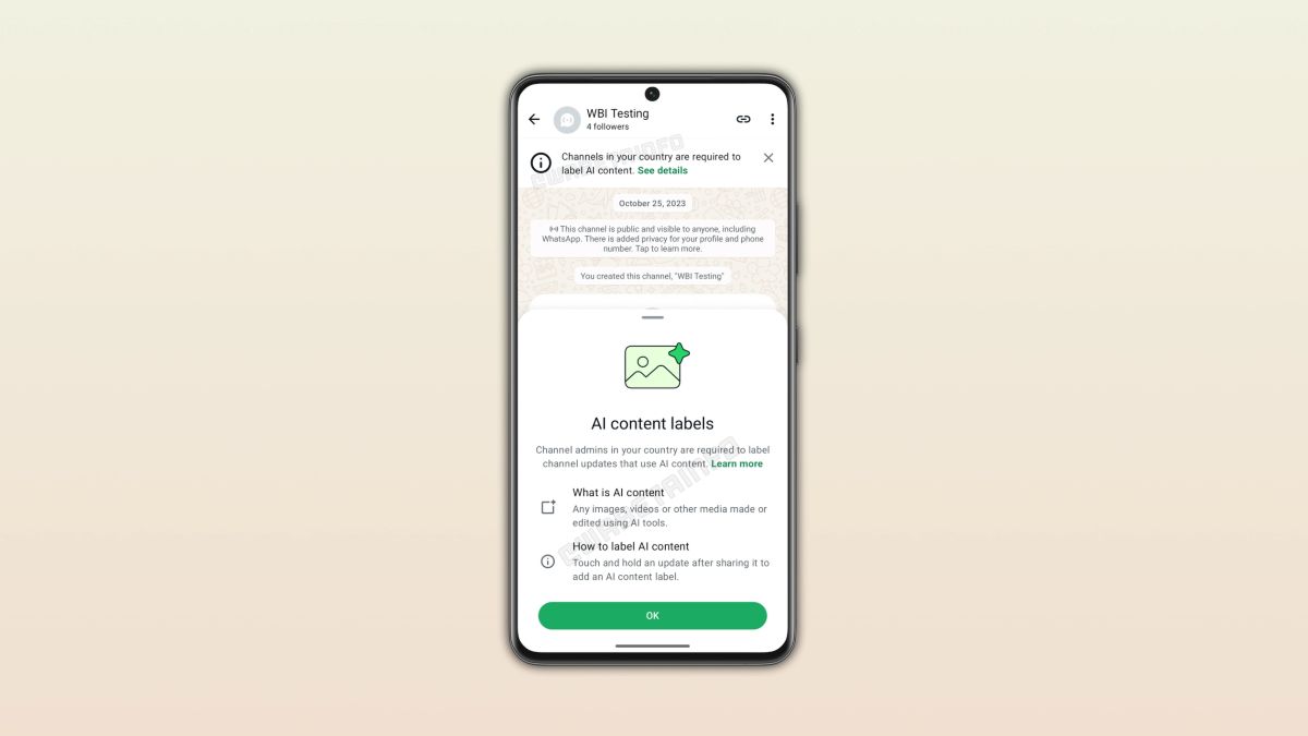 WhatsApp testează o etichetă pentru conținutul generat cu AI în canale