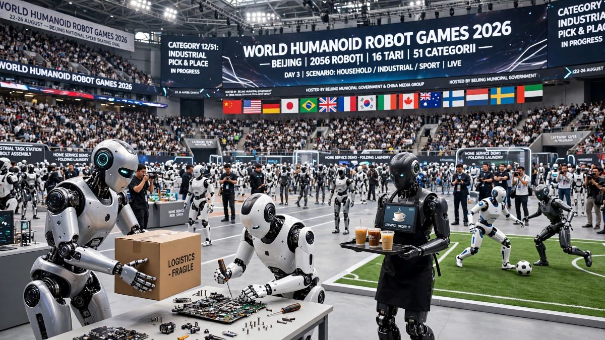 Jocurile Mondiale ale Roboților Umanoizi au început. Peste 2.000 de roboți umanoizi concurează la Beijing și în probe inspirate din viața reală