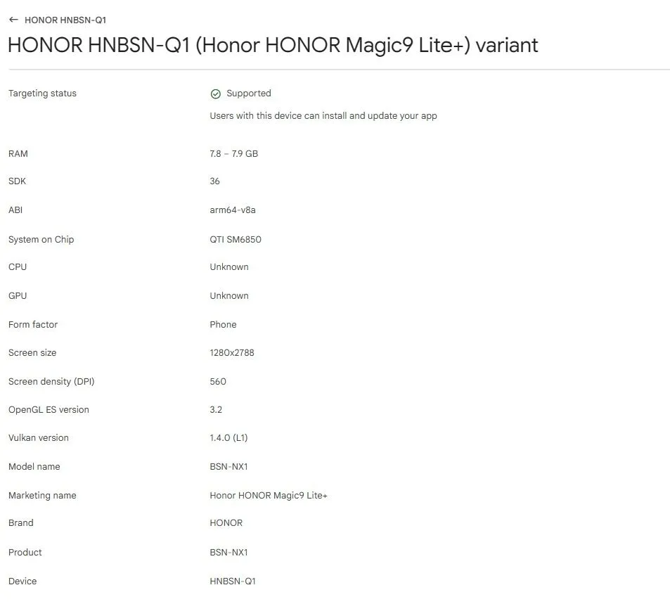 Honor Magic 9 Lite+