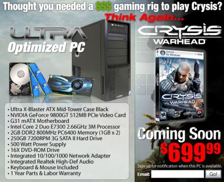 Calculator pe care Crysis Warhead va rula cu 30 fps Calculator pe care Crysis Warhead va rula cu 30 fps