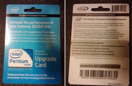 Intel Upgrade Card - un upgrade de 50 $ Intel Upgrade Card - un upgrade de 50 $