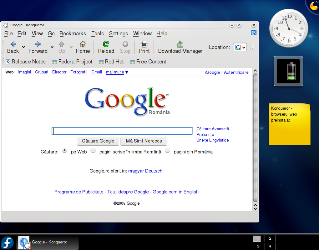 Fedora 9 KDE, browser-ul Konqueror