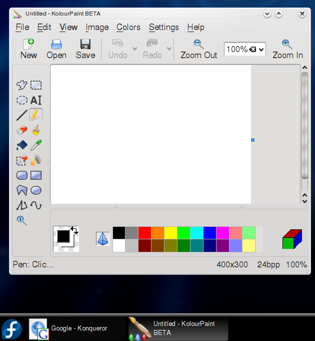 Kolour Paint Beta - aplicaţia similară Windows Paint din Fedora 9 KDE