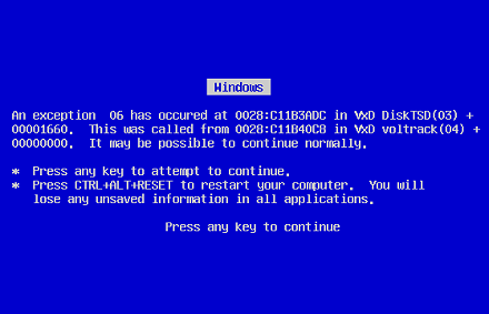 blue screen of death blue screen of death