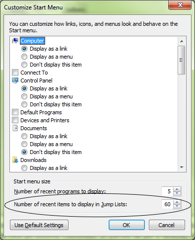 windows 7 jump list