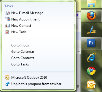 Windows 7 Jumps List