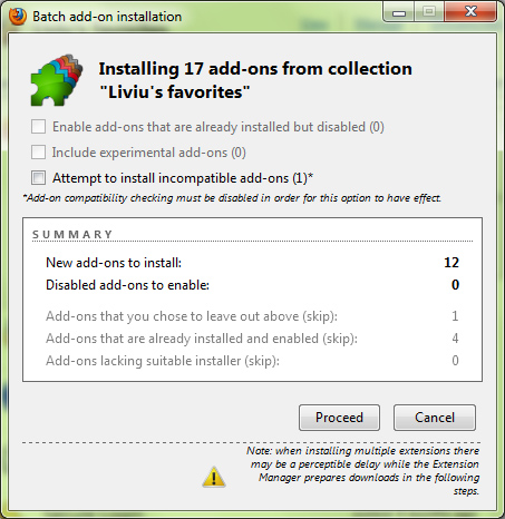 Instalarea mai multor extensii odata Instalarea mai multor extensii odata