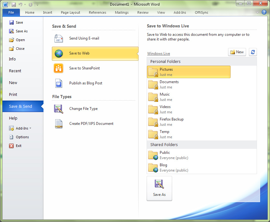 Selectarea folder-ului online in care se salveaza