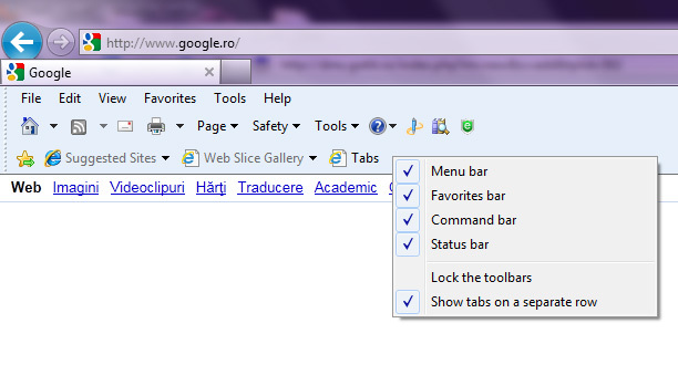 IE9 toolbars