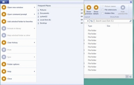 Meniuri ribbon în Explorer-ul din Windows 8