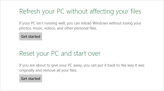 Windows 8 Reset