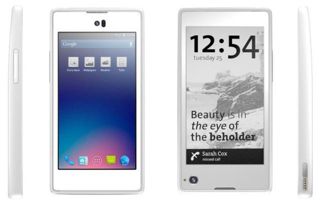 Yota Phone cu carcasa albă Yota Phone cu carcasa albă