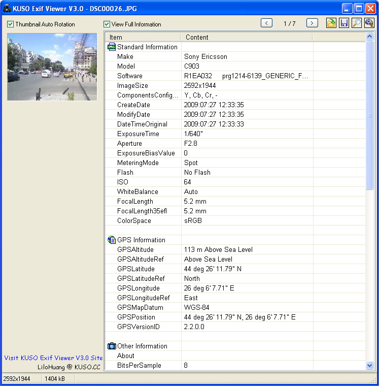 KUSO Exif image viewer