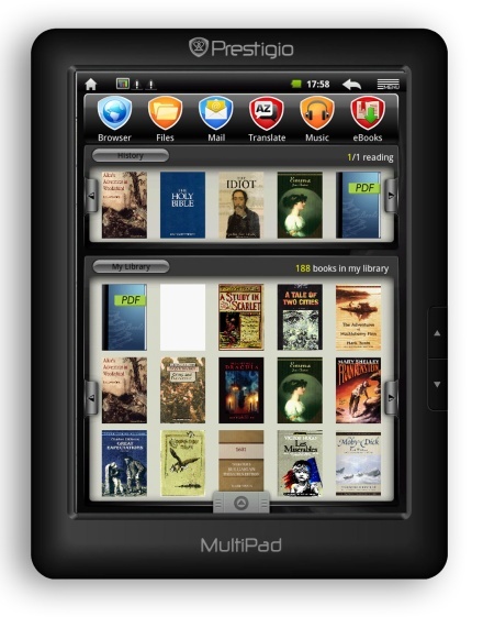 Prestigio MultiPad cu aplicaţia ebook reader