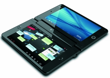 Toshiba Libretto W100 - unul din ecrane poate fi folosit ca tastatură