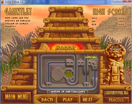 Gauntlet - modul Survival din Zuma Deluxe