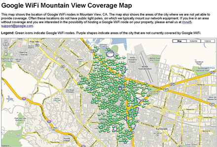 Infrastructura hotspot-urilor montate de Google si Earthlink in orasul american Mountain View. 