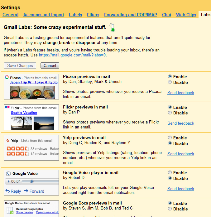 Gmail Labs