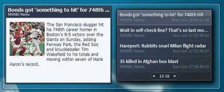 Widget RSS în Windows Vista