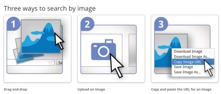 Google Image Search - cele trei moduri în care poate fi trimisă imaginea