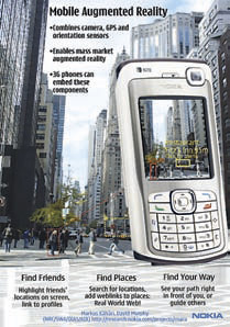 Pe ecranul smartphone-ului Nokia N70 apar informaţii despre persoanele şi clădirile „văzute“ cu camera încorporată.