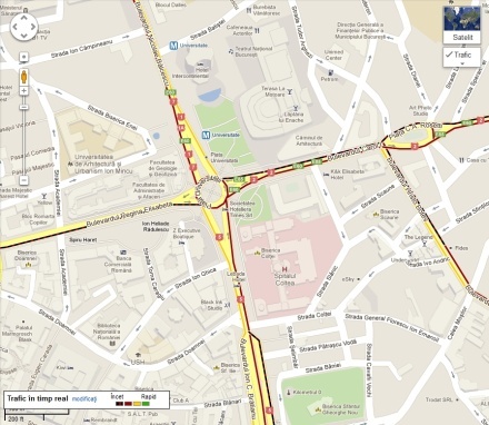 Google Maps cu monitorizarea traficului în Bucureşti