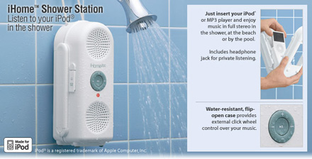 iPod Docking Station in bathroom